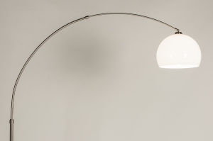 lampadaire 30875 moderne retro acier poli plastique acier blanc rond
