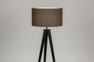 staande lamp 30882 design modern stof metaal zwart bruin