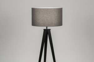 staande lamp 30883 design modern stof metaal zwart grijs