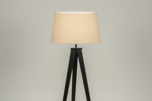lampadaire 30884 design moderne etoffe acier noir beige
