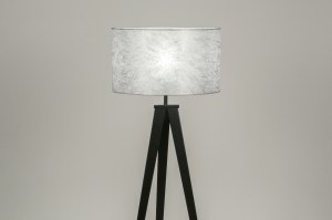 vloerlamp 30888 design modern stof metaal zwart zilver  oud zilver