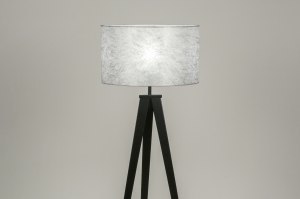 staande lamp 30888 design modern stof metaal zwart zilver oud zilver