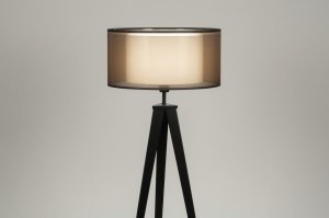 lampadaire 30889 design moderne etoffe acier noir blanc brun