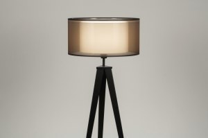 vloerlamp 30889 design modern stof metaal zwart wit bruin