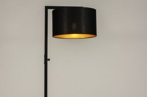 Stehleuchte 30890 Industrielook modern zeitgemaess klassisch Stoff Metall schwarz matt Goldfarben rund rechteckig