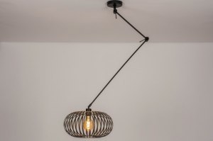 hanglamp 30892 industrieel modern stoer raw retro metaal zwart mat rond