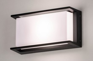 wandlamp 30896 modern aluminium kunststof polycarbonaat zwart mat rechthoekig