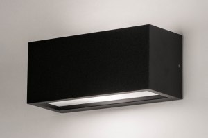 wandlamp 30897 modern aluminium kunststof polycarbonaat slagvast zwart mat rechthoekig