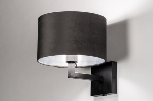 Wandleuchte 30908 laendlich rustikal modern zeitgemaess klassisch Stoff Metall schwarz matt grau Silber Silber Antik Silber rund viereckig