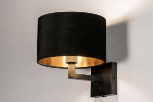 Wandleuchte 30910 laendlich rustikal modern zeitgemaess klassisch Stoff Metall schwarz matt Glanz Gold rund viereckig