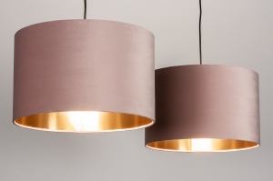 hanglamp 30927 landelijk modern eigentijds klassiek stof metaal zwart goud roze koper