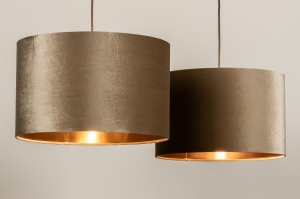 hanglamp 30929 landelijk rustiek modern eigentijds klassiek stof metaal zwart koper taupe