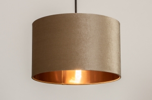 hanglamp 30933 landelijk rustiek modern eigentijds klassiek stof metaal koper taupe rond