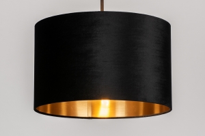 hanglamp 30934 landelijk rustiek modern eigentijds klassiek stof metaal zwart goud rond