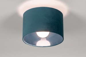 Deckenleuchte 30942 modern Retro zeitgemaess klassisch Fuer Kinder Stoff Metall schwarz matt Blau Petrol rund