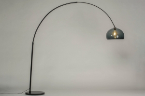 staande lamp 30943 modern retro kunststof metaal zwart mat grijs rond