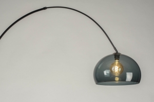 staande lamp 30950 modern retro glas kunststof metaal zwart mat rond