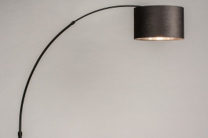 vloerlamp 30953 modern retro eigentijds klassiek stof metaal zwart mat grijs zilvergrijs antraciet donkergrijs rond