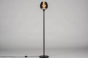 staande lamp 30972 landelijk modern eigentijds klassiek glas metaal zwart mat grijs rond