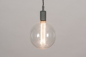 Pendelleuchte 30977 Industrielook modern Glas klares Glas Metall grau Betongrau rund