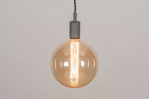 Pendelleuchte 30979 Industrielook modern Glas zart gelb Metall grau Betongrau rund