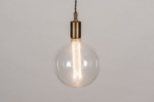 hanglamp 30980 industrieel modern eigentijds klassiek glas helder glas messing geschuurd metaal brons messing rond