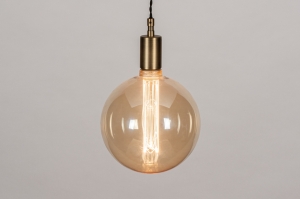hanglamp 30982 industrieel modern eigentijds klassiek glas zacht geel messing geschuurd metaal brons messing rond