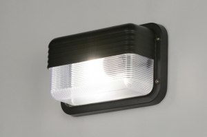 wandlamp 30996 industrieel modern aluminium kunststof polycarbonaat slagvast zwart rechthoekig