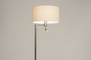 staande lamp 31014 landelijk modern eigentijds klassiek staal rvs stof metaal beige staalgrijs zand rond