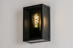 wandlamp 31032 landelijk modern klassiek eigentijds klassiek glas metaal zwart mat rechthoekig