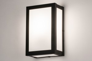 Wandleuchte 31033 laendlich rustikal modern zeitgemaess klassisch Glas mit Opalglas Metall schwarz matt weiss rechteckig