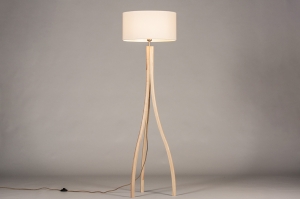 staande lamp 31049 landelijk modern hout licht hout stof wit hout rond