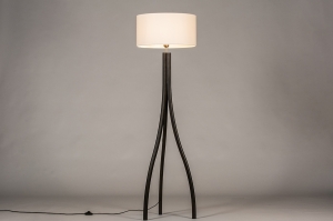 Stehleuchte 31057 Design modern Holz Stoff schwarz matt weiss rund