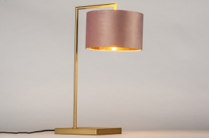 Tischleuchte 31070 modern zeitgemaess klassisch Messing Stoff Metall Gold Rosa Kupfer Matt Messing rund rechteckig