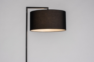 staande lamp 31081 landelijk modern eigentijds klassiek stof metaal zwart mat rond rechthoekig