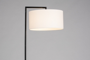 staande lamp 31082 landelijk modern eigentijds klassiek stof metaal zwart mat wit rond rechthoekig