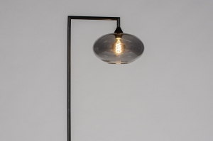 vloerlamp 31083 design modern retro eigentijds klassiek glas metaal zwart mat grijs rond rechthoekig