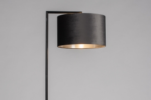 vloerlamp 31085 landelijk modern eigentijds klassiek stof metaal zwart mat zilver  oud zilver antraciet donkergrijs rond rechthoekig