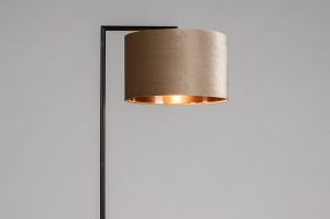 staande lamp 31086 landelijk modern eigentijds klassiek stof metaal zwart mat roodkoper taupe rond rechthoekig