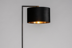 staande lamp 31087 landelijk modern eigentijds klassiek stof metaal zwart mat goud rond rechthoekig