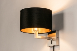 wandlamp 31109 landelijk modern eigentijds klassiek staal rvs stof metaal zwart goud staalgrijs rond vierkant