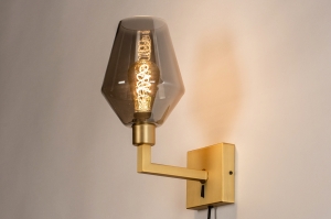 wandlamp 31111 modern retro klassiek eigentijds klassiek glas messing metaal grijs goud mat messing rond vierkant