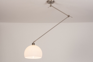 hanglamp 31123 landelijk modern retro kunststof metaal wit staalgrijs rond