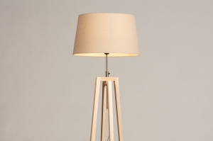 vloerlamp 31125 landelijk modern hout licht hout stof beige naturel