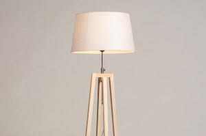 staande lamp 31126 landelijk modern eigentijds klassiek hout licht hout stof wit naturel