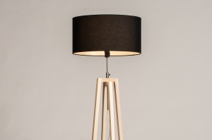 vloerlamp 31130 landelijk modern eigentijds klassiek hout licht hout stof zwart naturel