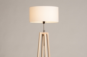 vloerlamp 31131 landelijk modern hout licht hout stof wit naturel