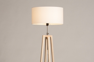 staande lamp 31131 landelijk modern eigentijds klassiek hout licht hout stof wit naturel