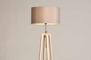 vloerlamp 31132 landelijk modern eigentijds klassiek hout licht hout stof grijs naturel