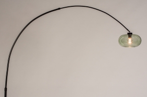 staande lamp 31133 modern retro glas metaal zwart mat groen rond